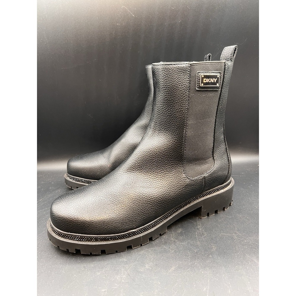 DKNY Black Grained Leather Rick 2 Chelsea‎ Boots Women's Size 10M